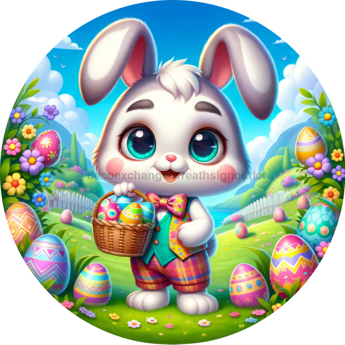 Colorful Easter Sign Bunny Decoe-5177 10’ Metal Round