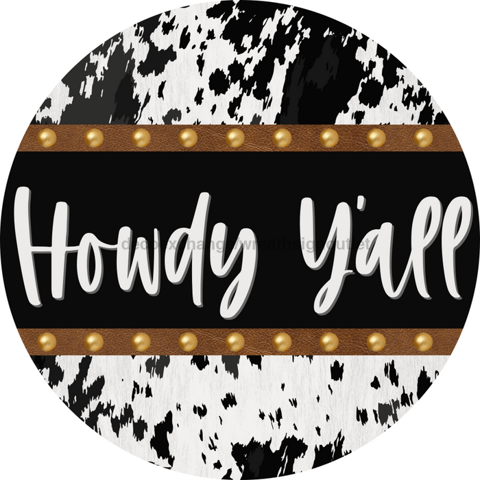 Cow Door Hanger Howdy Yall Dco-01370-Dh 18’ Round Wood