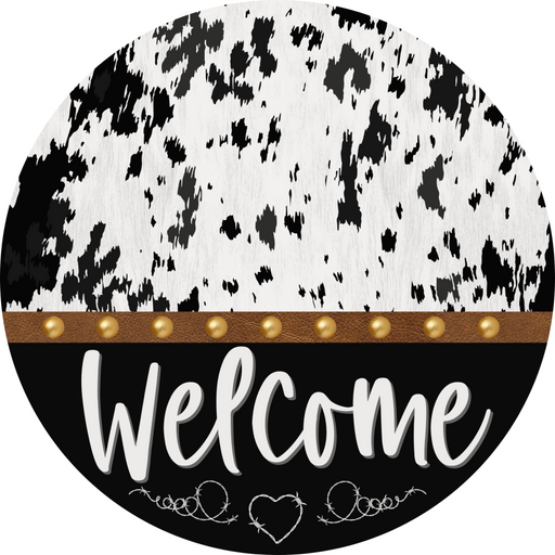 Cow Door Hanger Welcome Dco-01363-Dh 18’ Round Wood