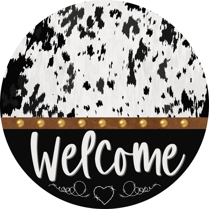Cow Door Hanger Welcome Dco-01363-Dh 18’ Round Wood