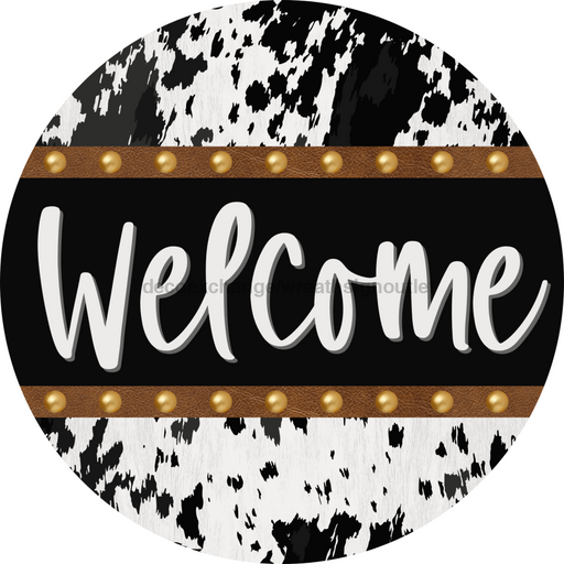 Cow Door Hanger Welcome Dco-01368-Dh 18’ Round Wood
