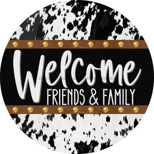 Cow Door Hanger Welcome Dco-01372-Dh 18’ Round Wood