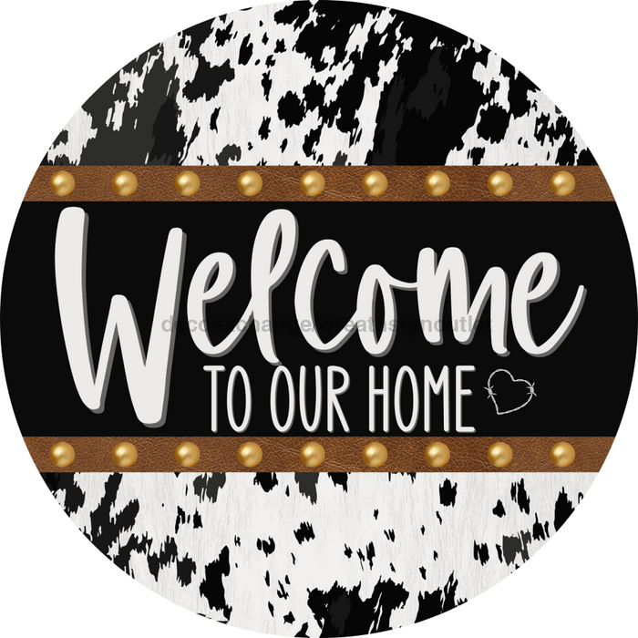 Cow Door Hanger Welcome Dco-01374-Dh 18’ Round Wood