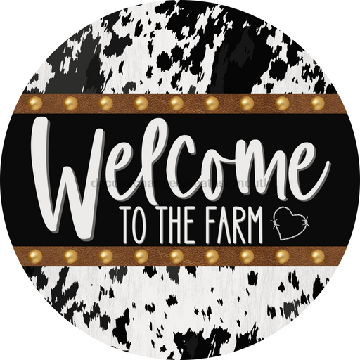 Cow Door Hanger Welcome Dco-01376-Dh 18’ Round Wood