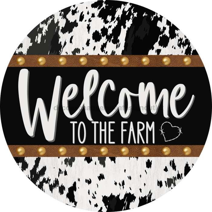 Cow Door Hanger Welcome Dco-01376-Dh 18’ Round Wood