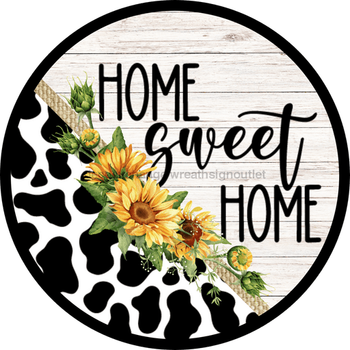 Cow Sign Home Sweet Decoe-4654 For Wreath 10 Round Metal