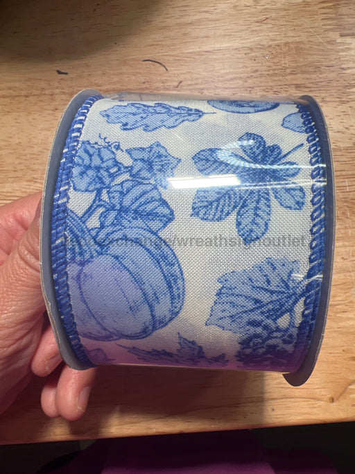 Crm Lin/Blue Fall Toile 2.5’’X10Y 61325-40-05 Ribbon