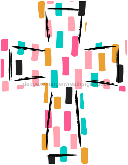 Cross Door Hanger Paint Strokes Decoe-W-769-Dh 22’ Wood