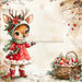 Cute Christmas Deer, DCO-102154, Sign For Wreath, 10x10in Metal Sign