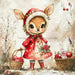 Cute Christmas Deer, DCO-102155, Sign For Wreath, 10x10in Metal Sign