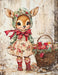 Cute Christmas Deer, DCO-102157, Sign For Wreath, 10x10in Metal Sign