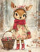 Cute Christmas Deer, DCO-102160, Sign For Wreath, 10x10in Metal Sign
