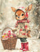 Cute Christmas Deer, DCO-102161, Sign For Wreath, 10x10in Metal Sign