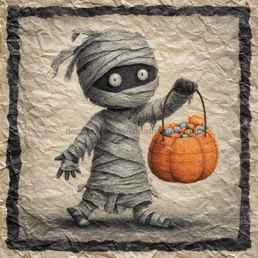 Cute Mummy Sign, DCO-102536, Sign For Wreath, 10x10in Metal Sign