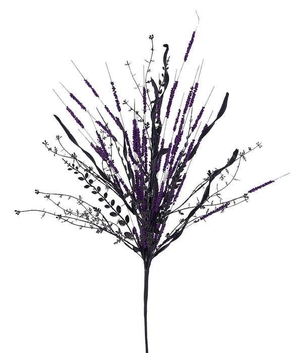 25"L Spike/Fern/Mini Leaf/Grass Spray Black/Purple HH7678Y2