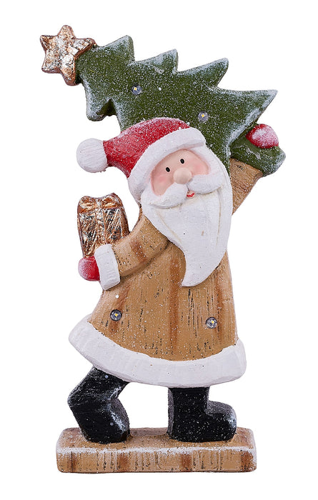 15.5"H X 8.75"L Santa/Tree/Present Lt Brown/Red/Grn/Copper XN3752