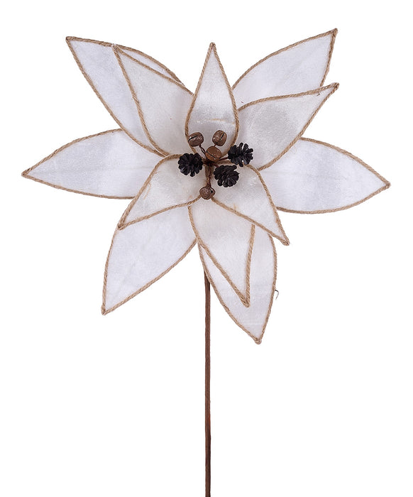 11"Dia Velvet Poinsettia Stem, 18"Oal Ivory/Natural/Rust XS424160