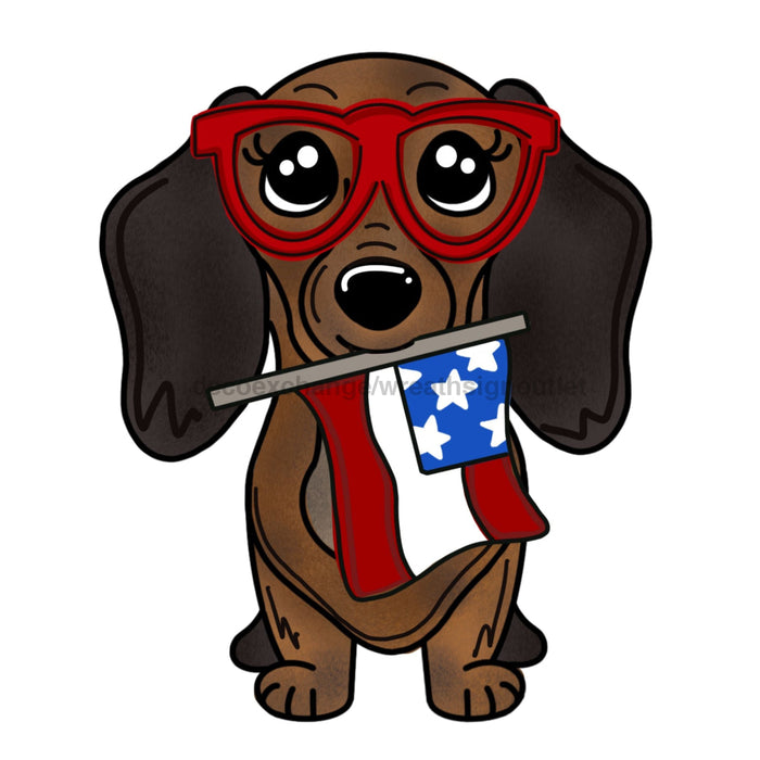 Dachshund Patriotic Door Hanger, MJ-W-00119-DH, 22in Wood Door Hanger