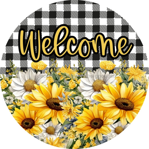 Daisy Sign Welcome Dco-00818 For Wreath 10 Round Metal