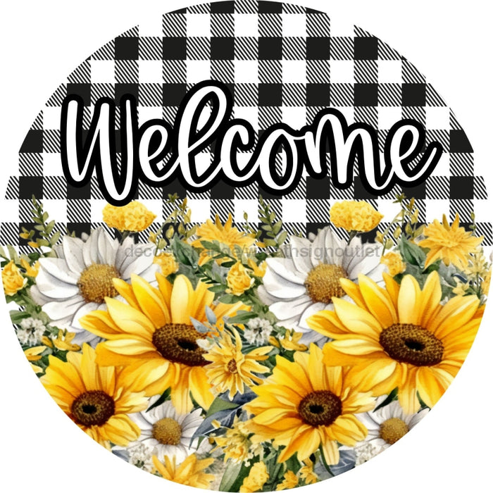 Daisy Sign Welcome Dco-00819 For Wreath 10 Round Metal