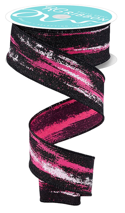 1.5"X10Yd Glitter Paint Strokes Hot Pink/White/Black RGH145411
