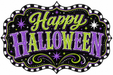 Happy Halloween Purple Check Marquee, DBJ-W-0047, 12in Sign For Wreath, Wood Wreath Sign - DecoExchange®