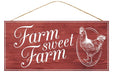 12.5"L x 6"H Farm Sweet Farm Sign Barn Red/White AP846424
