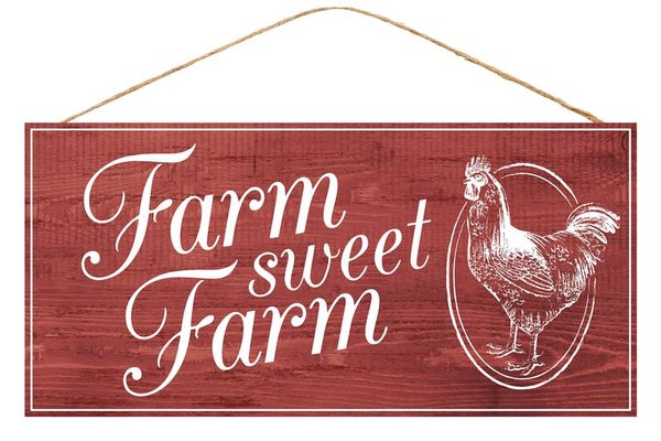 12.5"L x 6"H Farm Sweet Farm Sign Barn Red/White AP846424