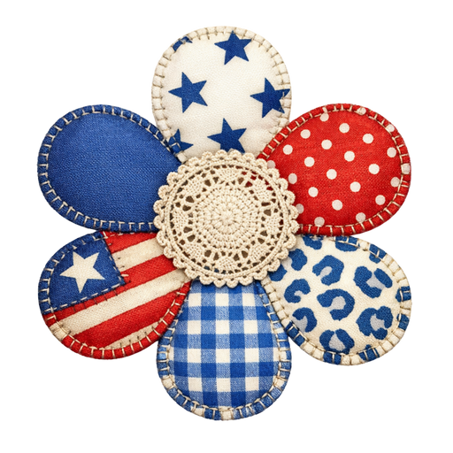 Patrotic Sign, Quilt Flower, DECOE-W-905014-DH, Sign For Wreath, 22" Door Hanger - DecoExchange®