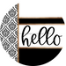 Demask Door Hanger, Hello Door Hanger, DCO-01981-DH, 18" Round Wood