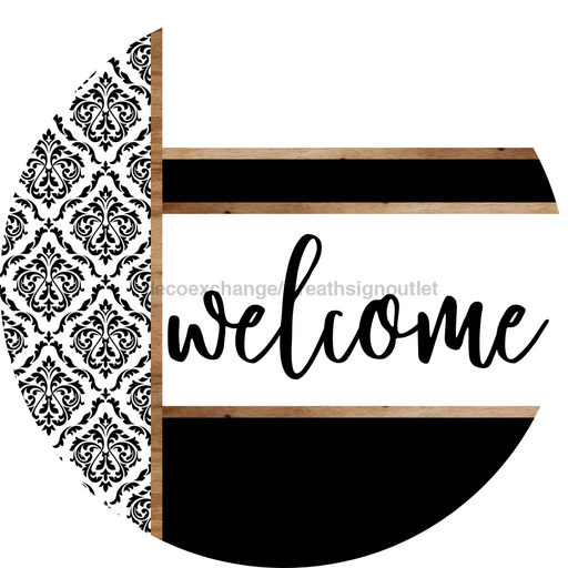 Demask Door Hanger, Welcome Door Hanger, DCO-01984-DH, 18" Round Wood