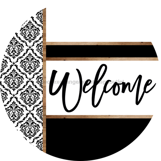 Demask Door Hanger, Welcome Door Hanger, DCO-01985-DH, 18" Round Wood
