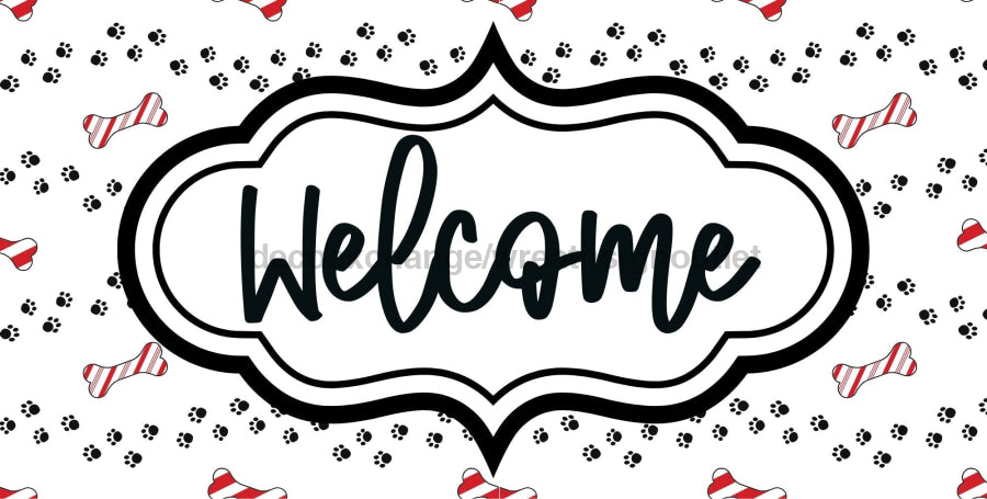 Dog Christmas Welcome Sign Dco-00665 For Wreath 6X12 Metal
