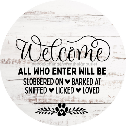 Dog Door Hanger All Who Enter Dco-01060 Sign For Wreath 18 Round