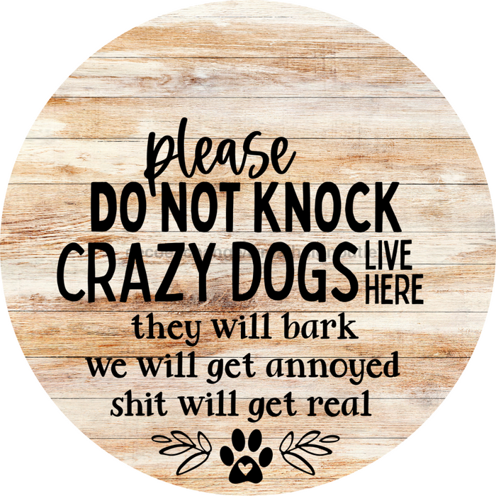 Dog Door Hanger Do Not Knock Dco-01074 Sign For Wreath 18 Round