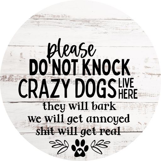 Dog Door Hanger Do Not Knock Dco-01076 Sign For Wreath 18 Round