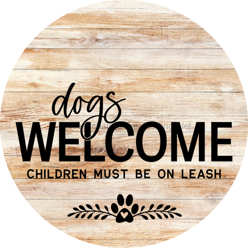 Dog Door Hanger Dogs Welcome Dco-01054 Sign For Wreath 18 Round