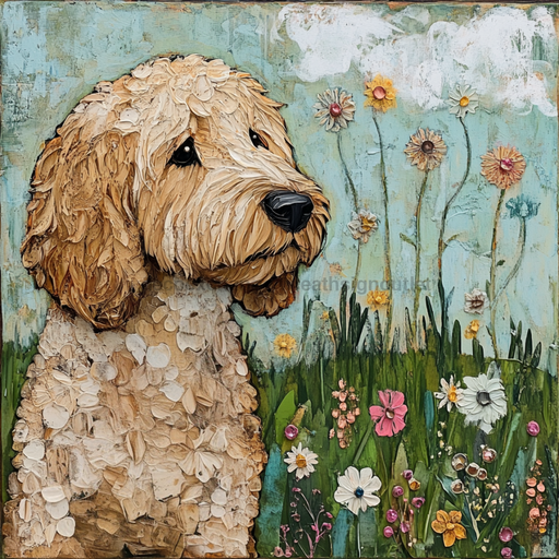 Dog Sign, Doodle Sign, DCO-12966, Sign For Wreath, 10x10" Metal Sign