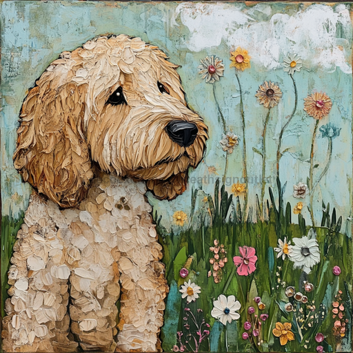 Dog Sign, Doodle Sign, DCO-12968, Sign For Wreath, 10x10" Metal Sign