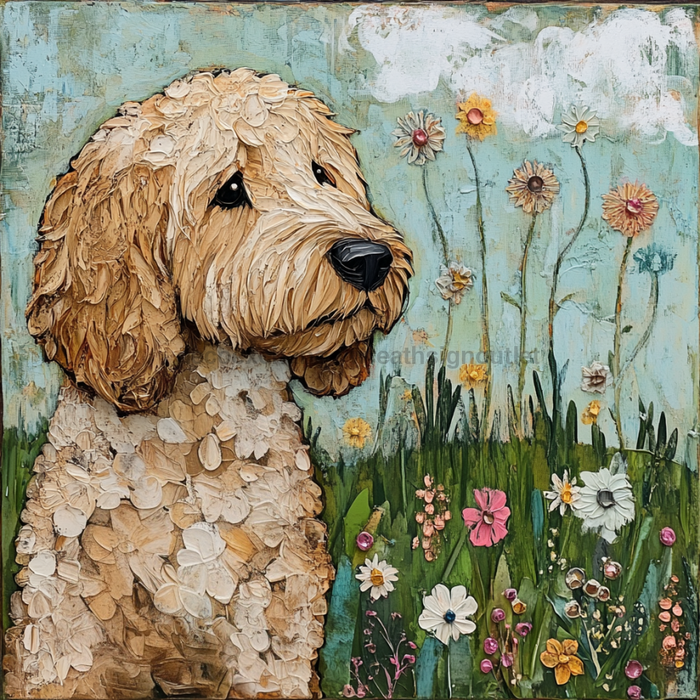 Dog Sign, Doodle Sign, DCO-12993, Sign For Wreath, 10x10" Metal Sign