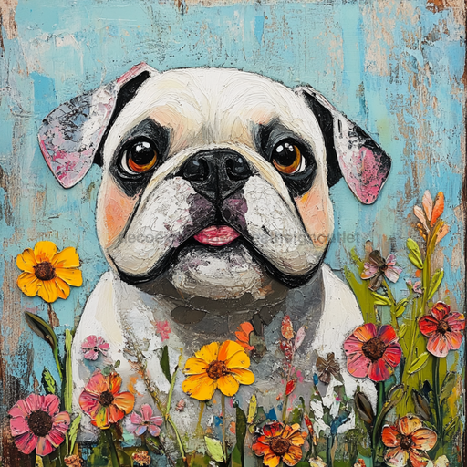 Dog Sign, English Bulldog Sign, DCO-12923, Sign For Wreath, 10x10" Metal Sign