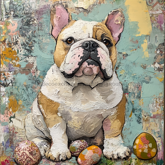 Dog Sign, English Bulldog Sign, DCO-12929, Sign For Wreath, 10x10" Metal Sign