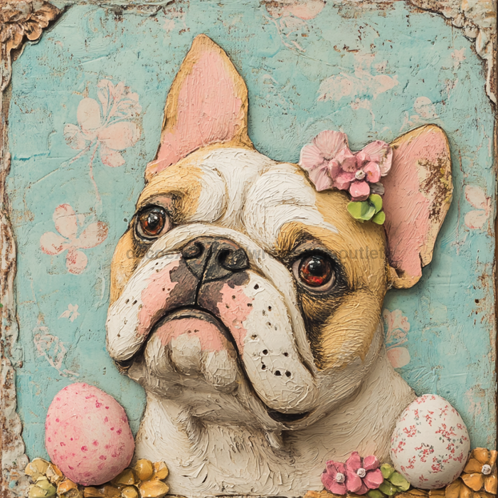 Dog Sign, English Bulldog Sign, DCO-12933, Sign For Wreath, 10x10" Metal Sign