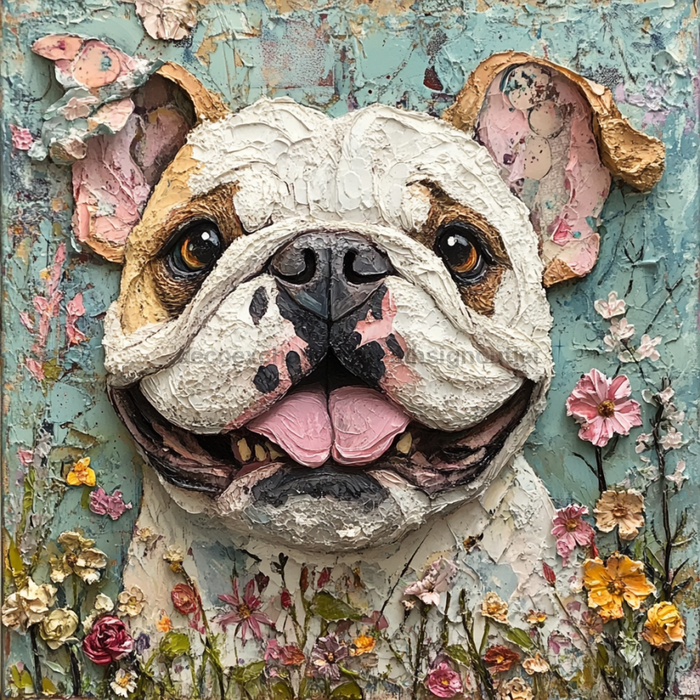 Dog Sign, English Bulldog Sign, DCO-12948, Sign For Wreath, 10x10" Metal Sign