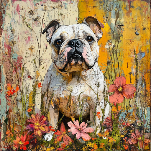 Dog Sign, English Bulldog Sign, DCO-12952, Sign For Wreath, 10x10" Metal Sign