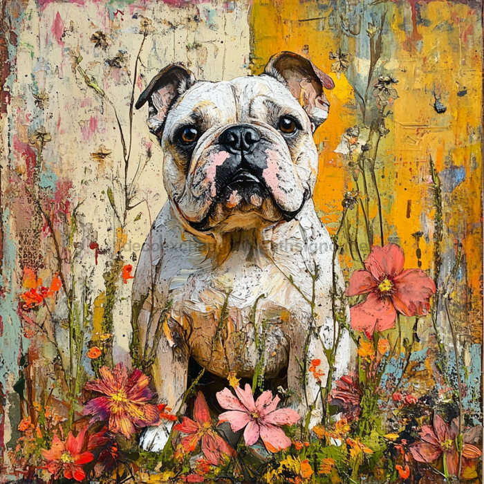 Dog Sign, English Bulldog Sign, DCO-12952, Sign For Wreath, 10x10" Metal Sign