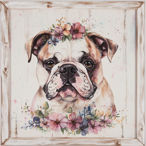 Dog Sign, English Bulldog Sign, DCO-12963, Sign For Wreath, 10x10" Metal Sign