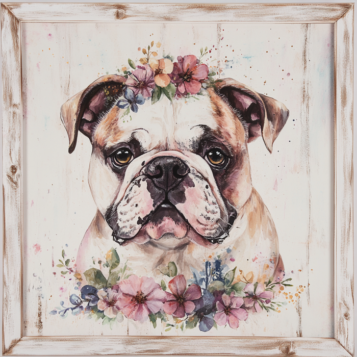 Dog Sign, English Bulldog Sign, DCO-12963, Sign For Wreath, 10x10" Metal Sign