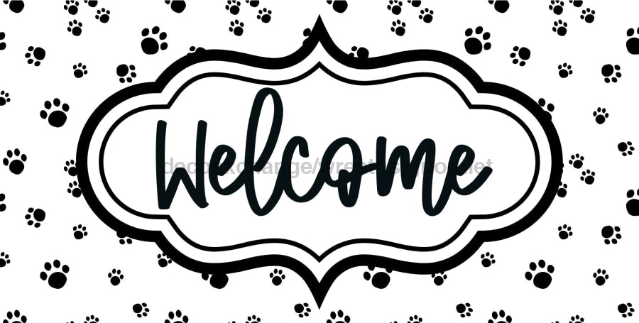 Dog Welcome Sign Dco-00666 For Wreath 6X12 Metal