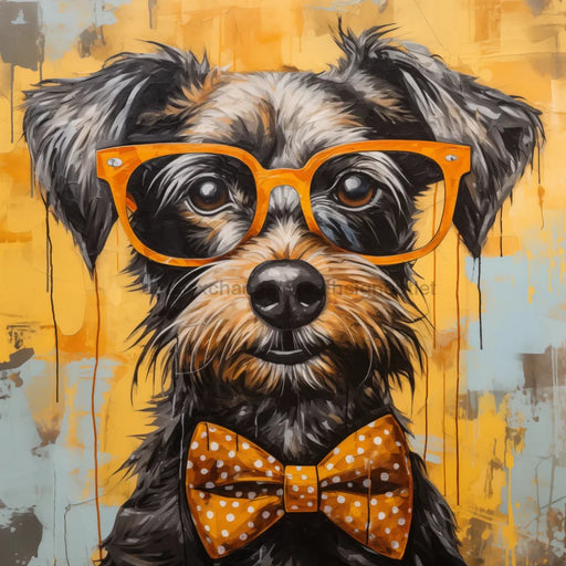 Dog With Glasses Sign Funny Animal Wall Art Dco-01183 For Wreath 10X10 Metal